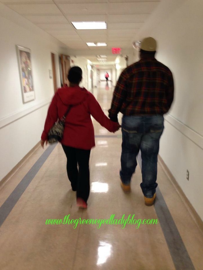 Darrick and I walking in the Hospital Hallways after they took Darrick II for surgery of his Congenital Diaphragmatic Hernia